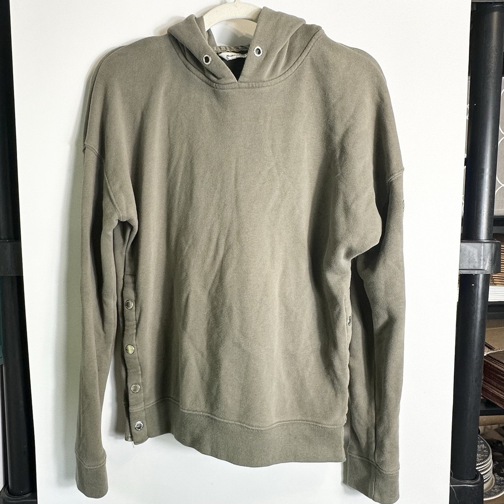 Abercrombie & Fitch Snap Side Hoodie Olive Green Womens Sz Small Utility Style